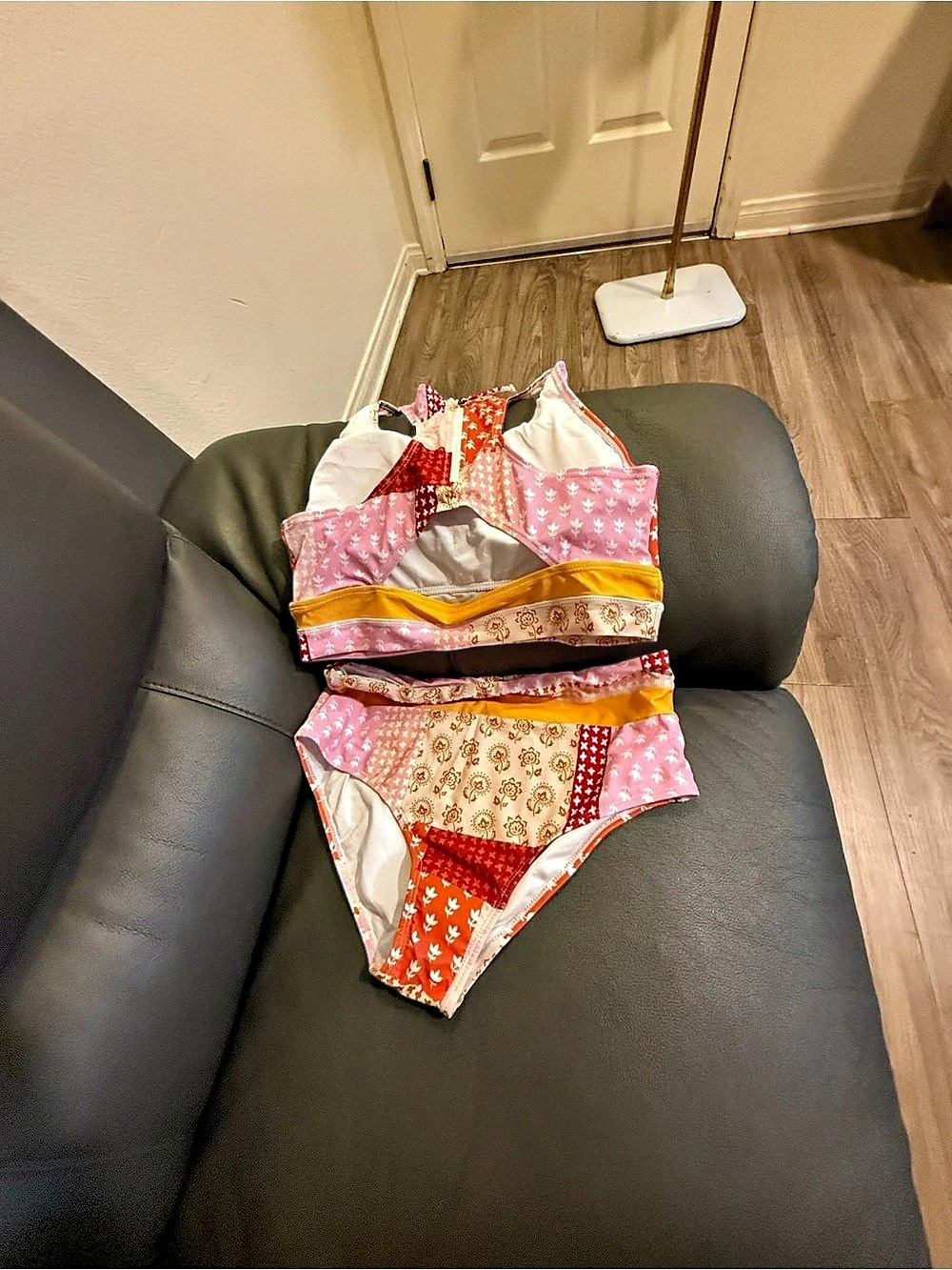 Color Block Bikini Set in Pink & Orange Like New